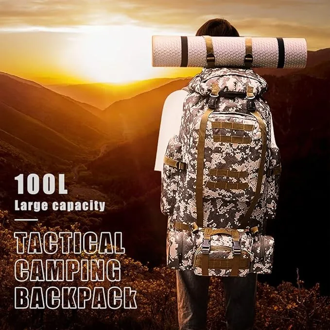 100L Camping Hiking Backpack Molle Rucksack Military Camping Backpacking Daypack
