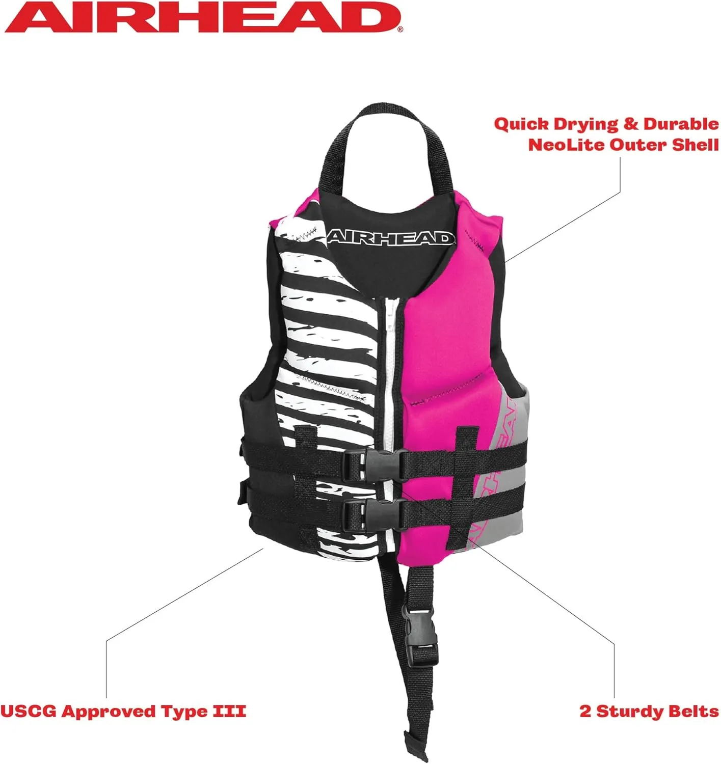 Airhead Wicked Kwik-Dry NeoLite Flex Lift Jacket | US Coast Guard Approved, Designed for Water Sports, Multiple Sizes