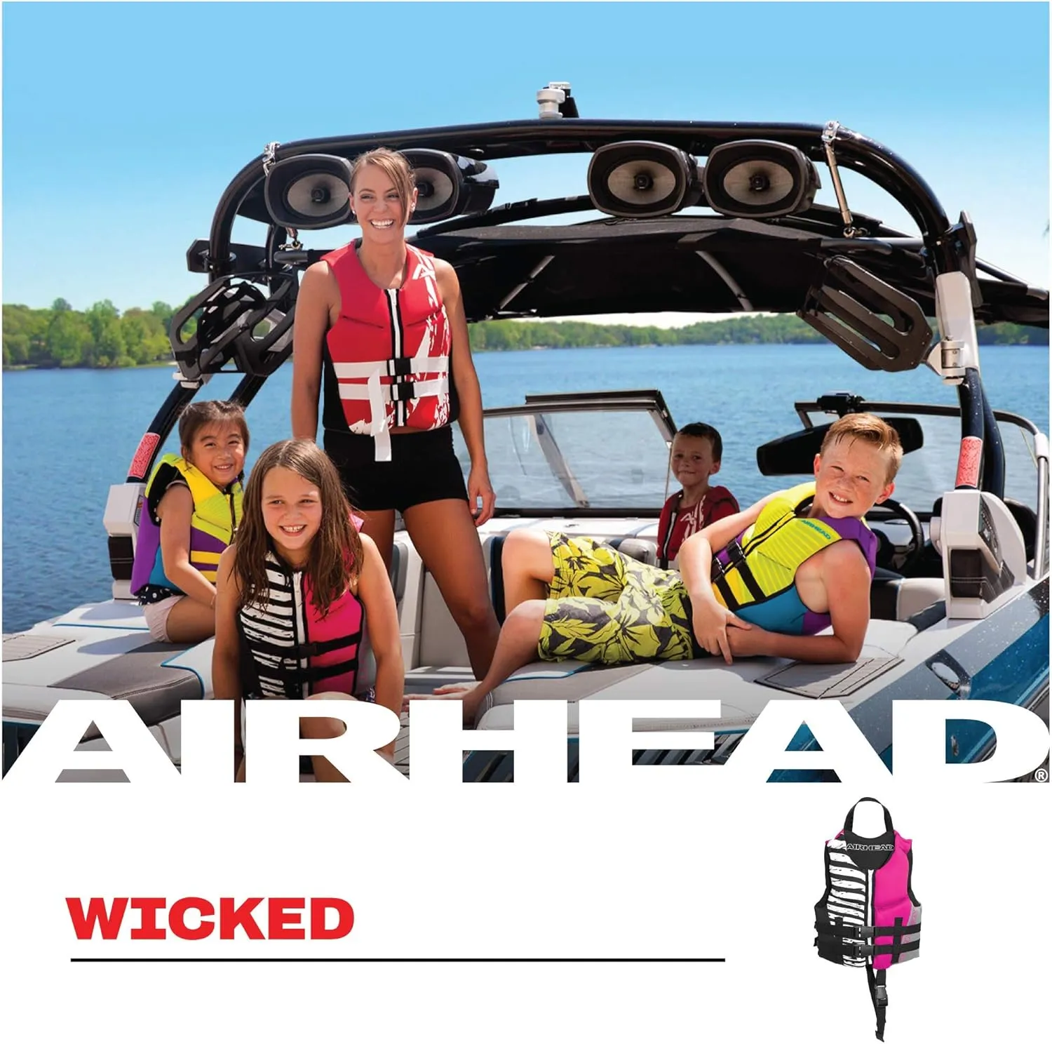 Airhead Wicked Kwik-Dry NeoLite Flex Lift Jacket | US Coast Guard Approved, Designed for Water Sports, Multiple Sizes