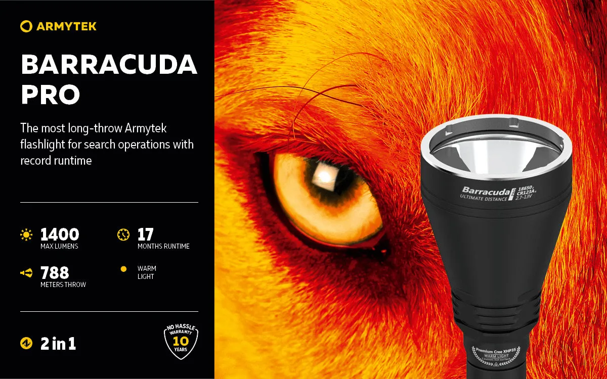 Armytek Barracuda Pro Armytek Barracuda Pro XHP35 HI Warm Light Long Throw Search Light 1400 Lumens