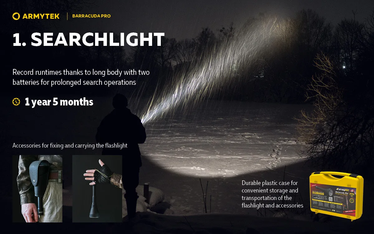 Armytek Barracuda Pro Armytek Barracuda Pro XHP35 HI Warm Light Long Throw Search Light 1400 Lumens