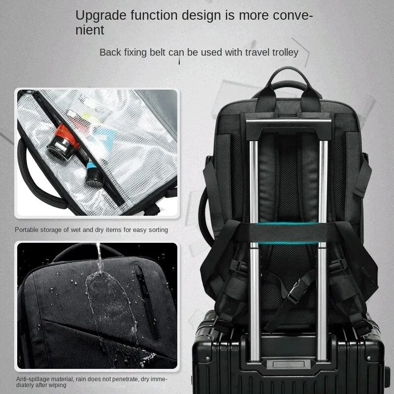 Backpack Can Expand Men's Business Backpack Large Capacity Waterproof