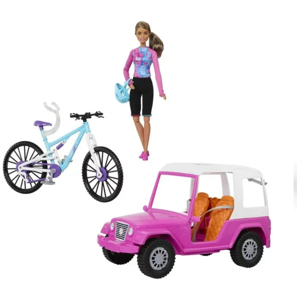 Barbie HKB06 Doll and Mountain Bike Bundle with Barbie Car