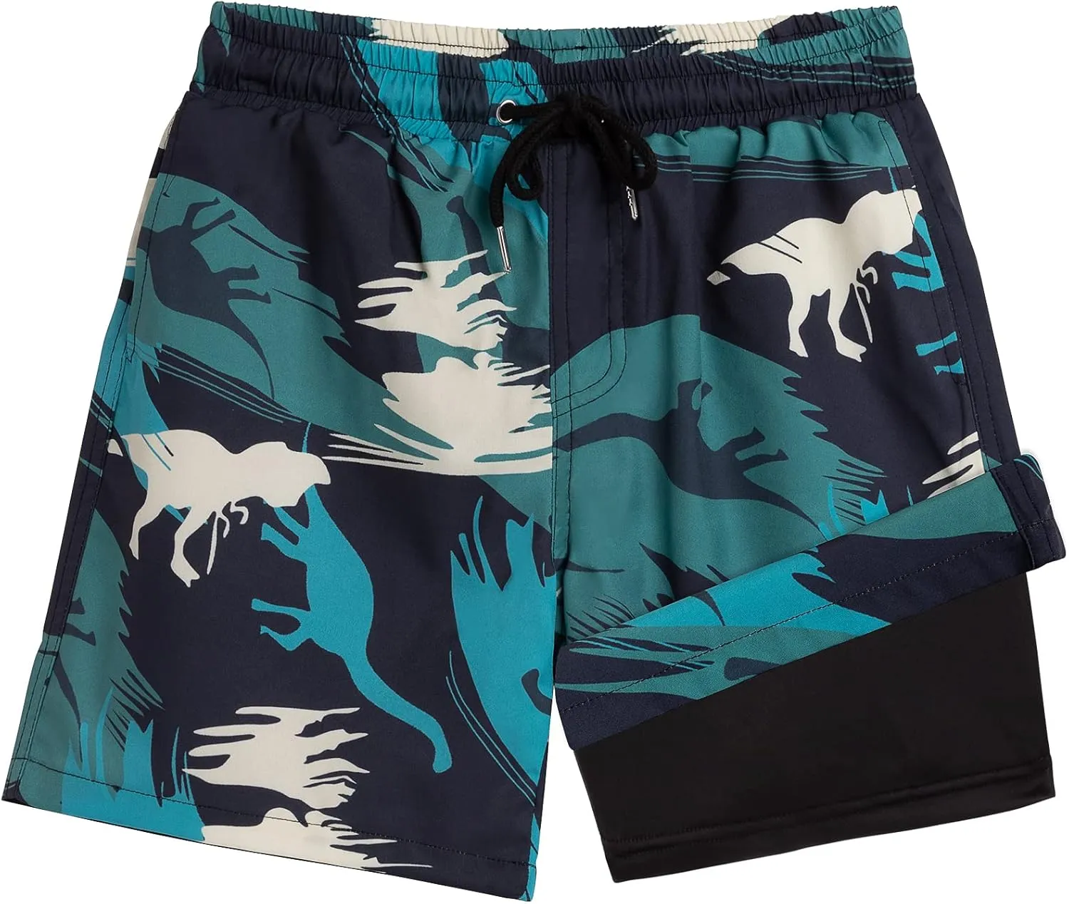 Boys Swim Trunks Bathing Suit Swim Shorts with Boxer Brief Liner Quick Dry Beach Swimsuit Compression