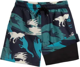 Boys Swim Trunks Bathing Suit Swim Shorts with Boxer Brief Liner Quick Dry Beach Swimsuit Compression