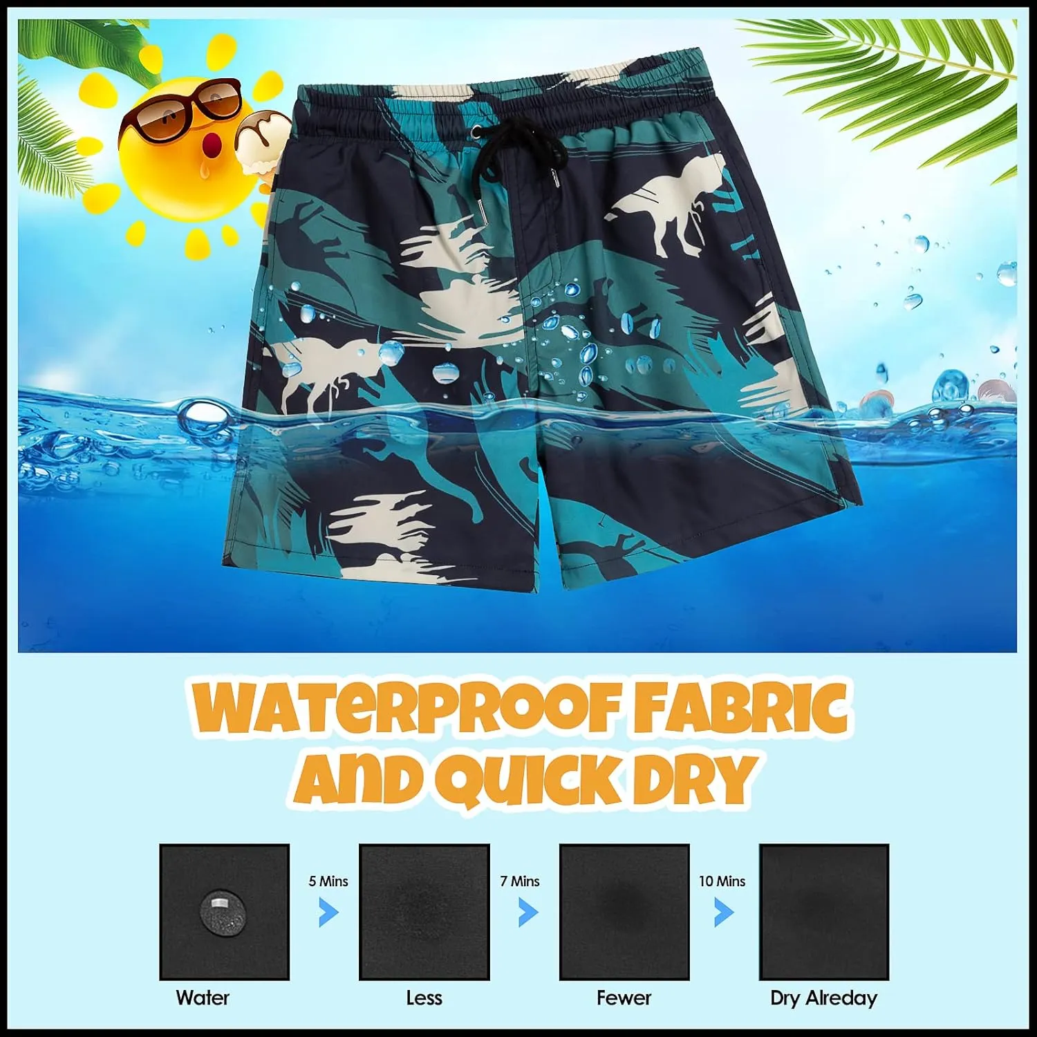 Boys Swim Trunks Bathing Suit Swim Shorts with Boxer Brief Liner Quick Dry Beach Swimsuit Compression