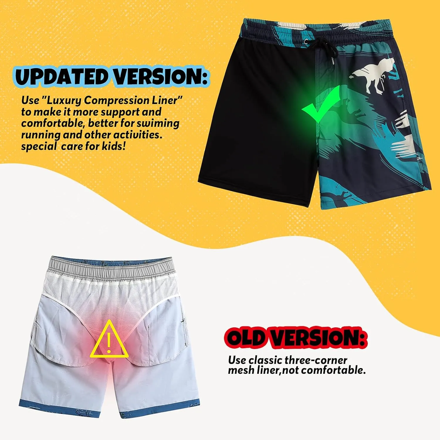 Boys Swim Trunks Bathing Suit Swim Shorts with Boxer Brief Liner Quick Dry Beach Swimsuit Compression