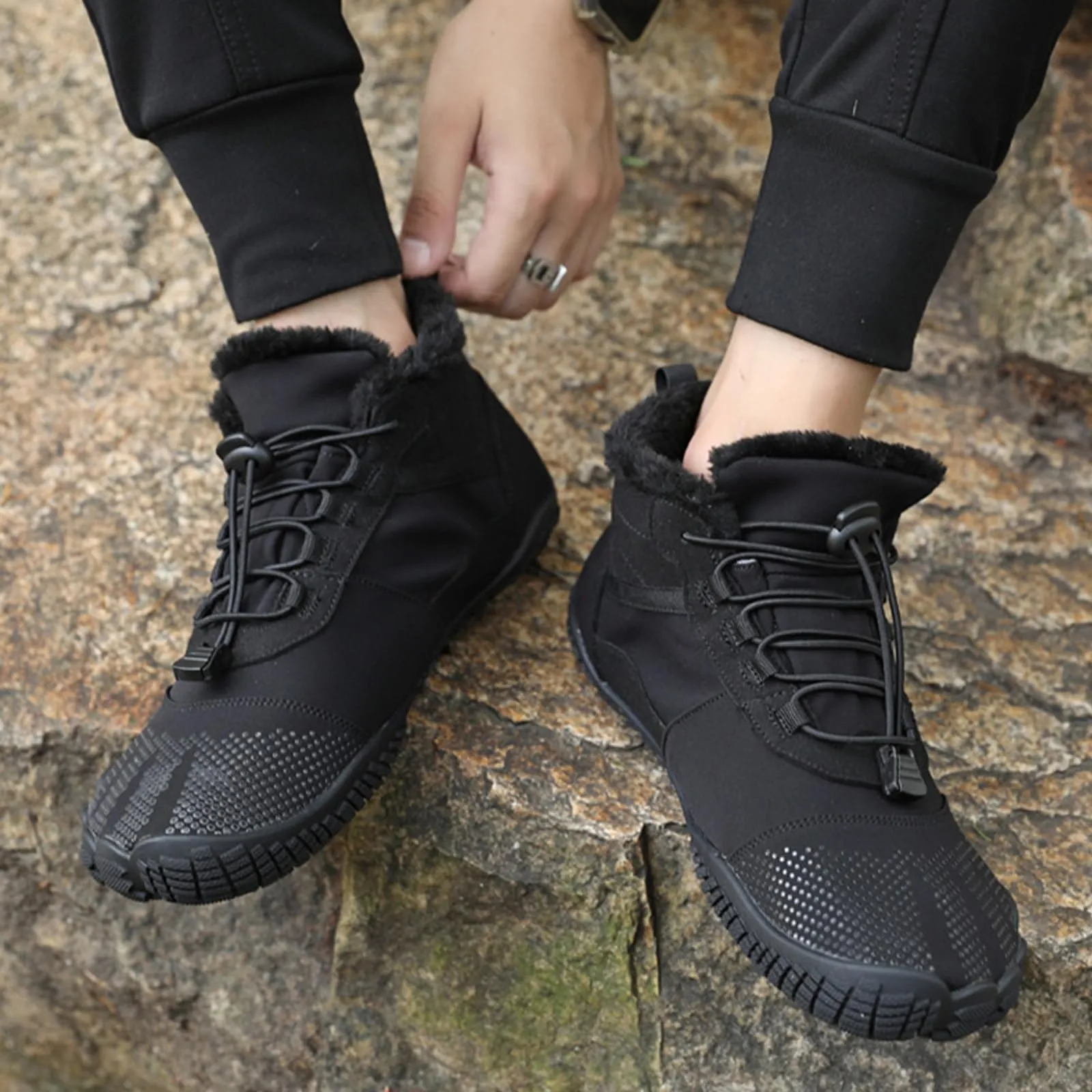Couple Lace Up Slip-on Soft Outdoor Plush Warm Hiking Snow Boots
