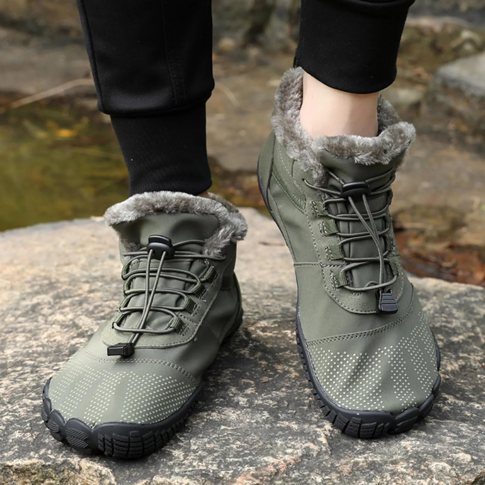Couple Lace Up Slip-on Soft Outdoor Plush Warm Hiking Snow Boots