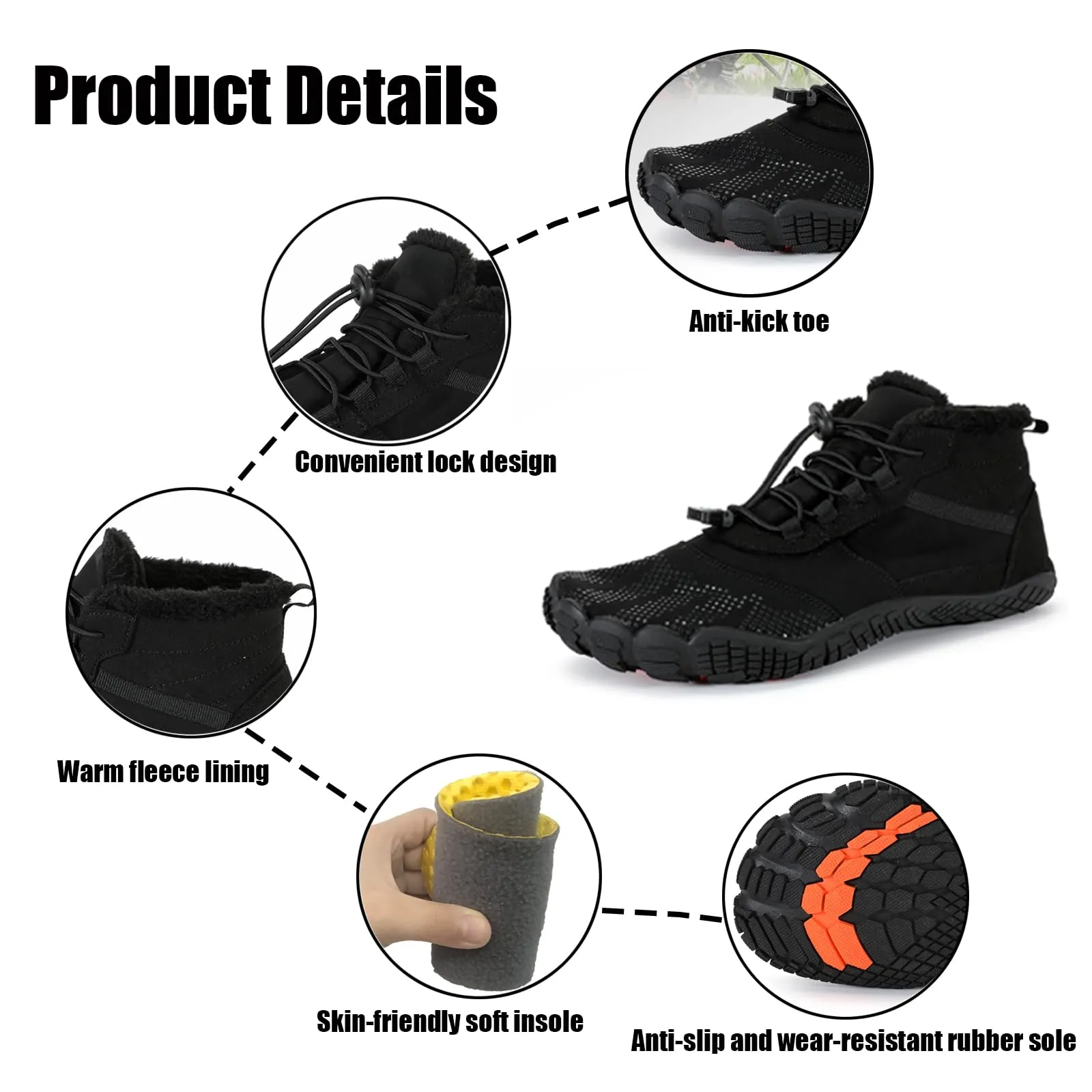 Couple Lace Up Slip-on Soft Outdoor Plush Warm Hiking Snow Boots