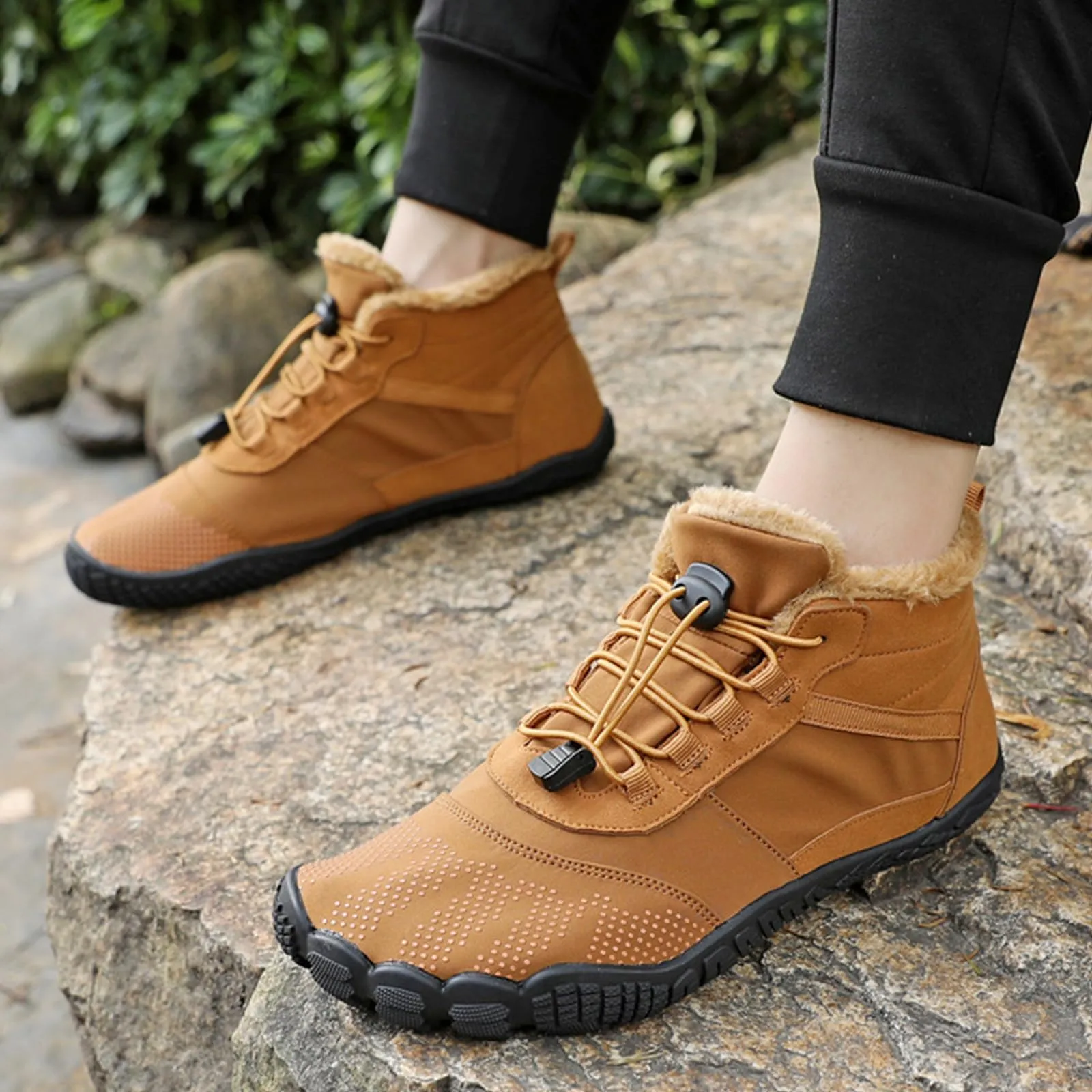 Couple Lace Up Slip-on Soft Outdoor Plush Warm Hiking Snow Boots