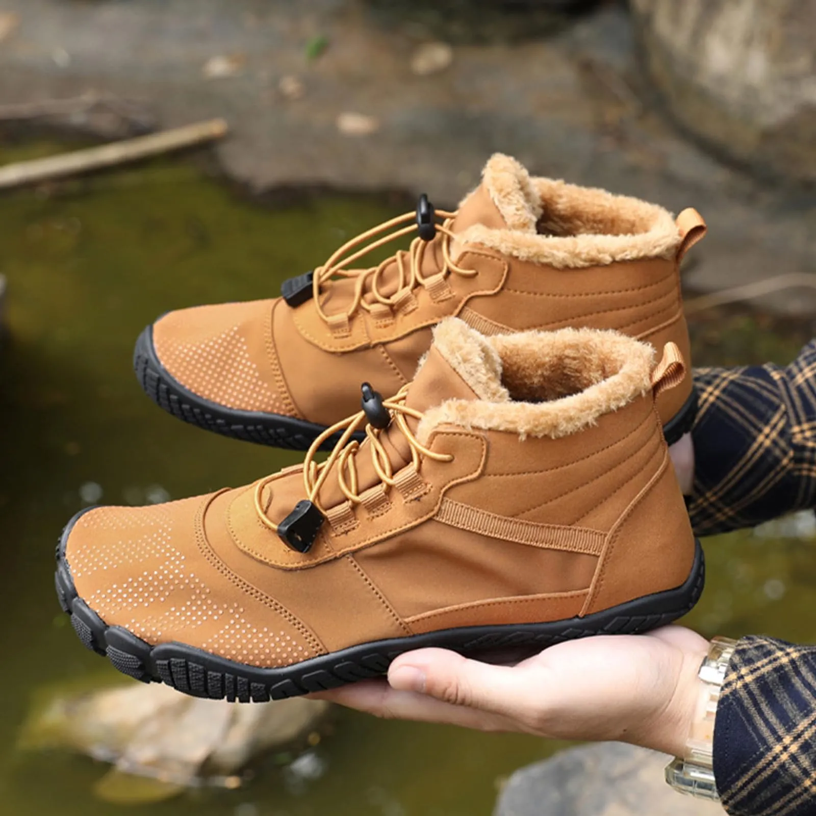 Couple Lace Up Slip-on Soft Outdoor Plush Warm Hiking Snow Boots