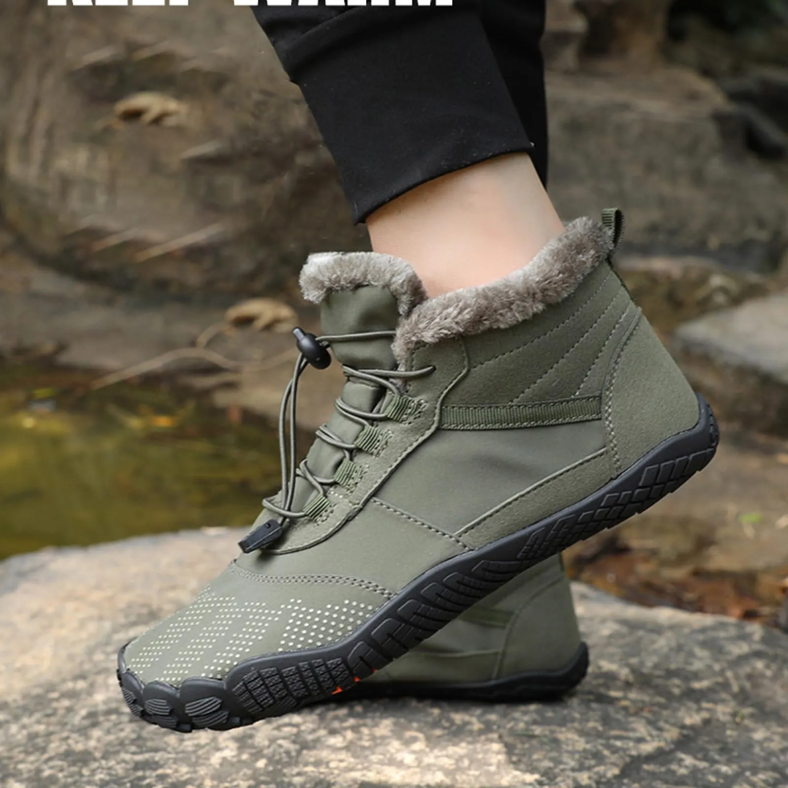 Couple Lace Up Slip-on Soft Outdoor Plush Warm Hiking Snow Boots