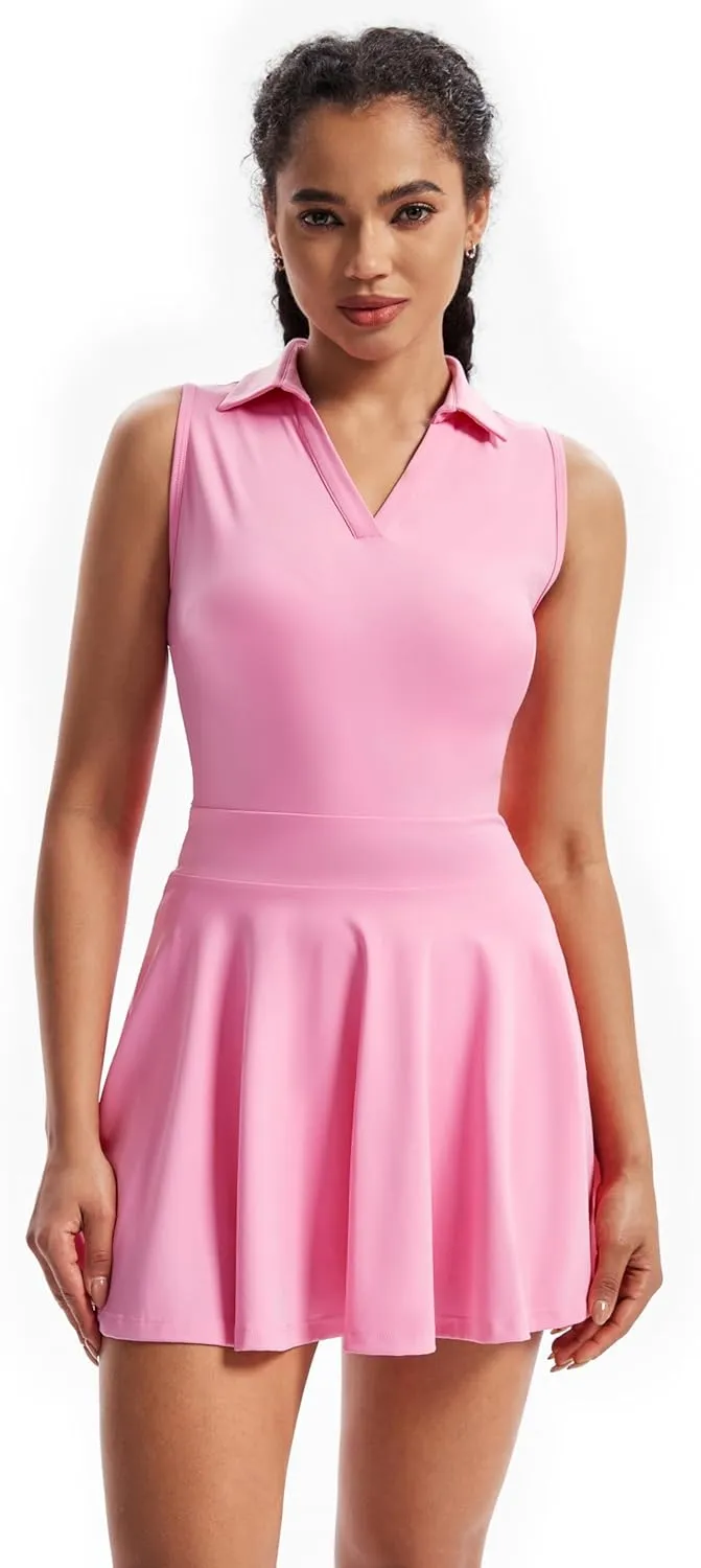 Cute Golf Tennis Dress Workout Athletic Dresses for Women with Shorts Pockets 2 Piece Sets Outfits Summer Clothes