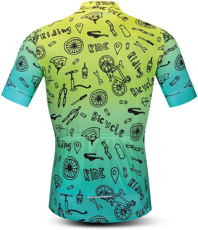 Cycling Jersey Men, Short Sleeve Mountain Bike Shirt Bicycle Clothing for Riding Biking Biker MTB Cyclist Dirt BMX Road