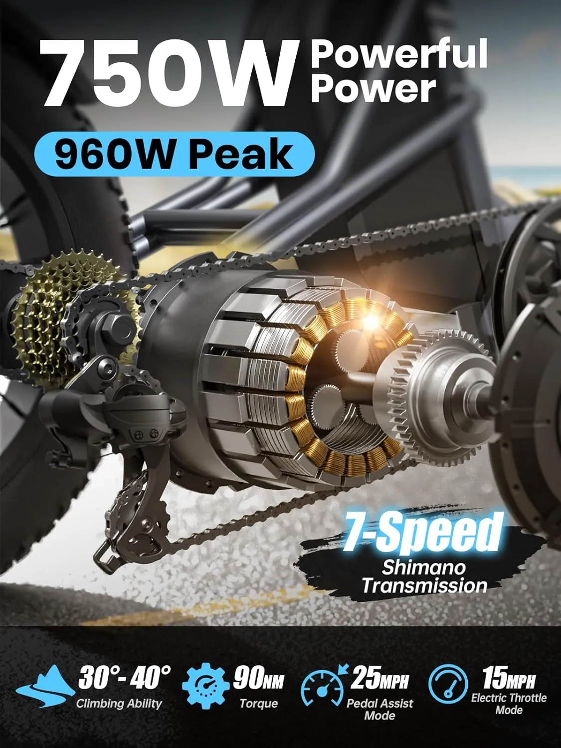 Electric Trike for Adult with 750W Motor, 48V 18AH Cells Battery, Pickup Class 500 LB Load Electric Tricycle with 20" Fat Tire and Large Basket, 60 Miles Range, for City and Mountain Road