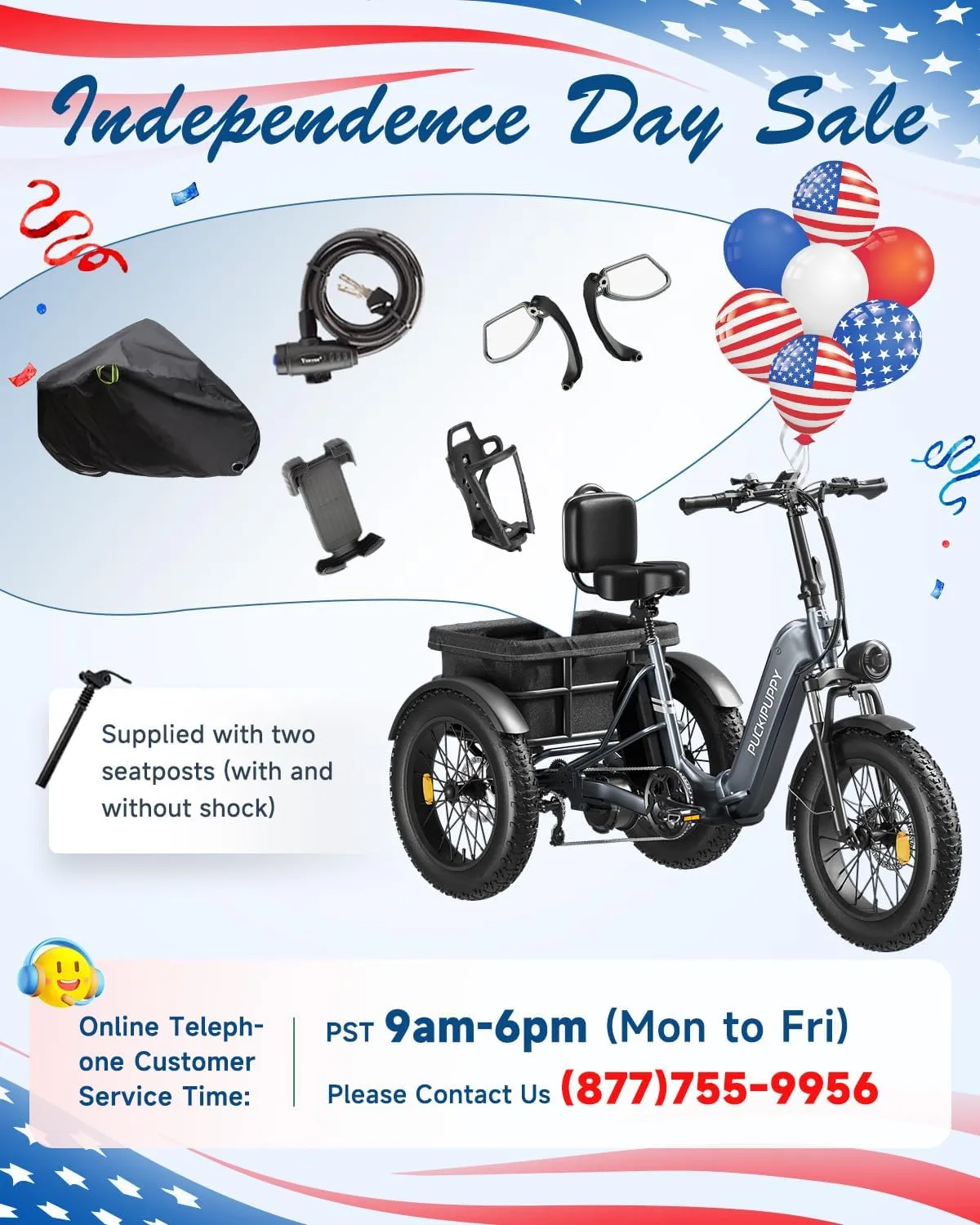 Electric Trike for Adult with 750W Motor, 48V 18AH Cells Battery, Pickup Class 500 LB Load Electric Tricycle with 20" Fat Tire and Large Basket, 60 Miles Range, for City and Mountain Road