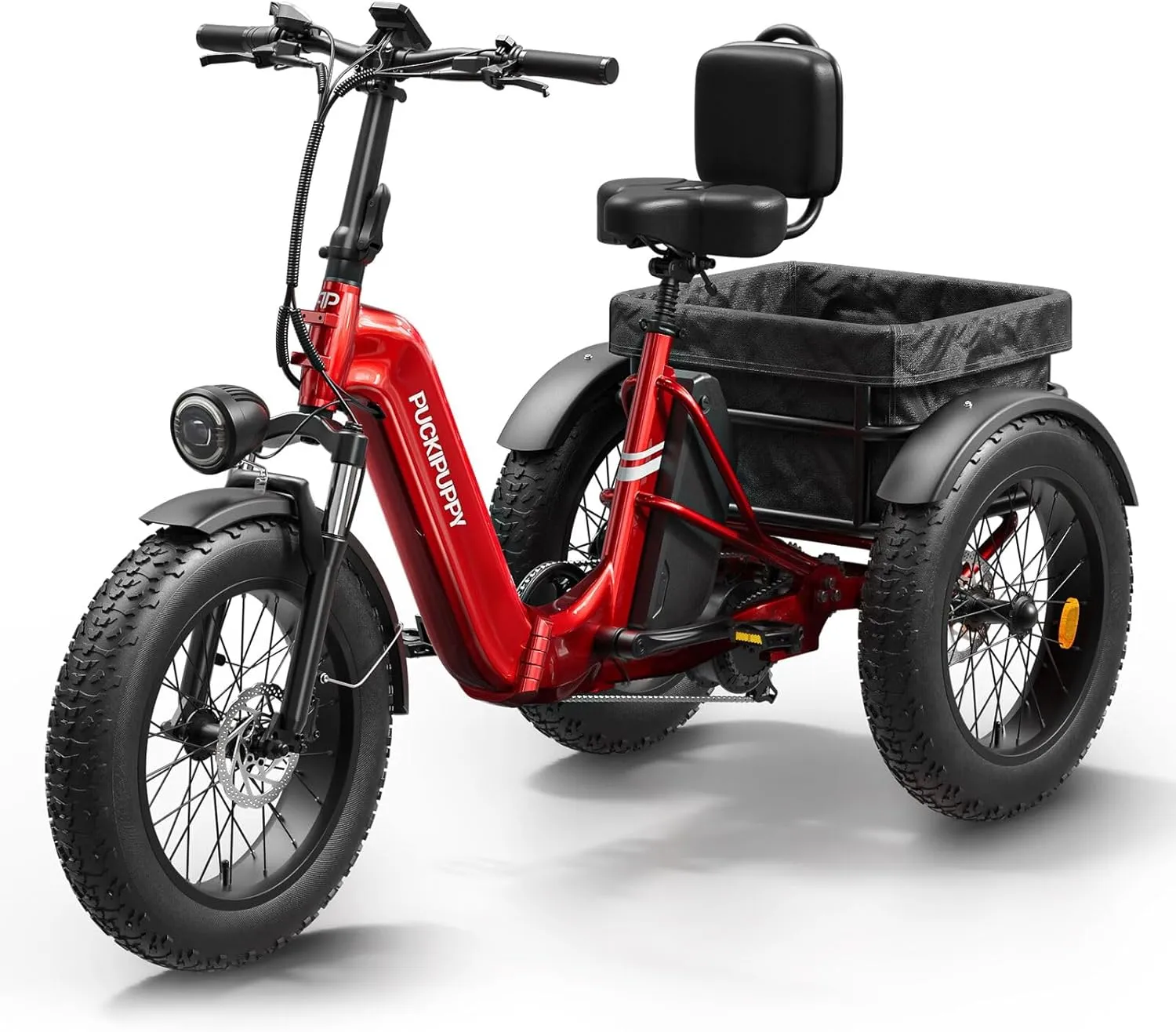 Electric Trike for Adult with 750W Motor, 48V 18AH Cells Battery, Pickup Class 500 LB Load Electric Tricycle with 20" Fat Tire and Large Basket, 60 Miles Range, for City and Mountain Road
