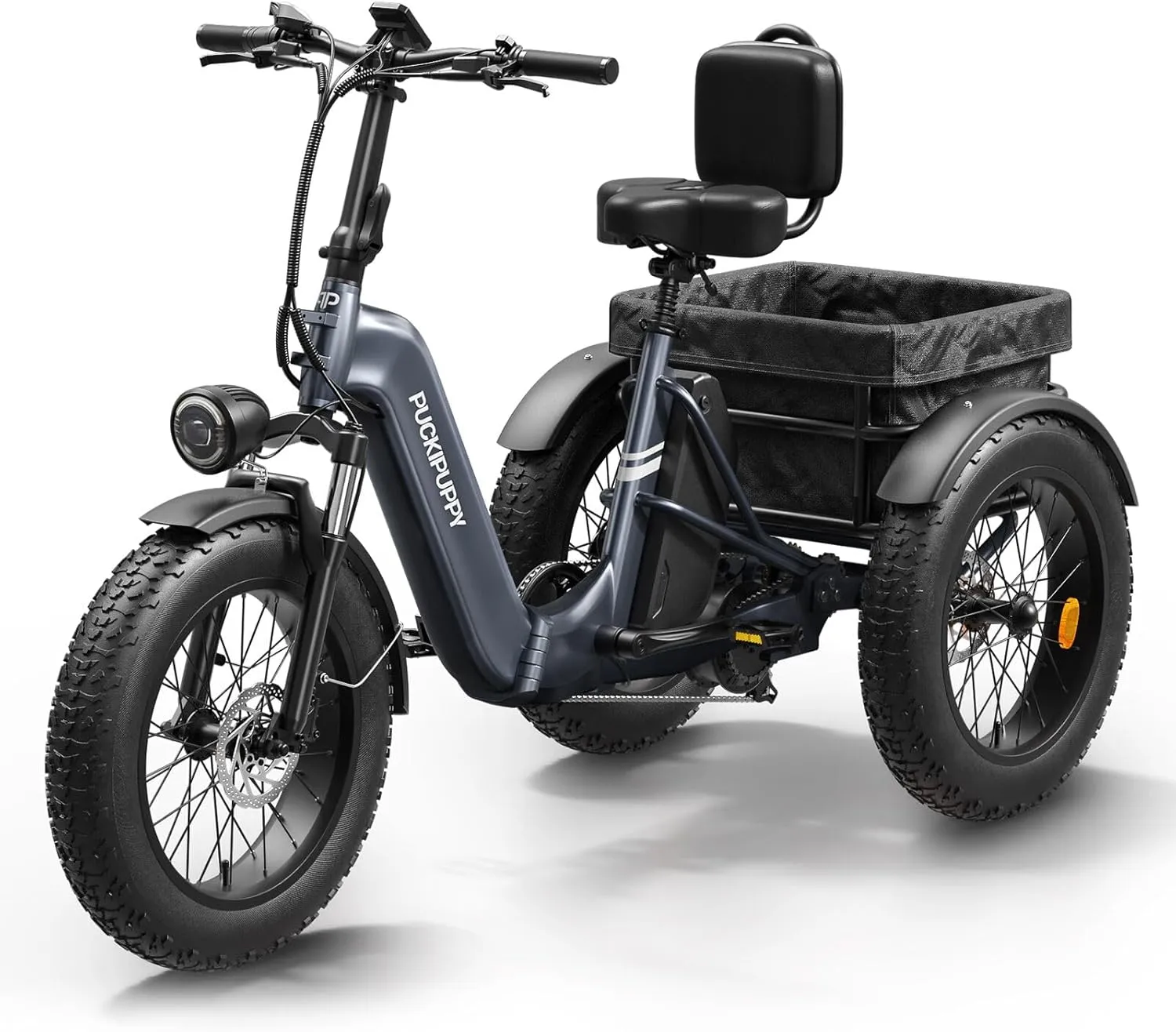 Electric Trike for Adult with 750W Motor, 48V 18AH Cells Battery, Pickup Class 500 LB Load Electric Tricycle with 20" Fat Tire and Large Basket, 60 Miles Range, for City and Mountain Road