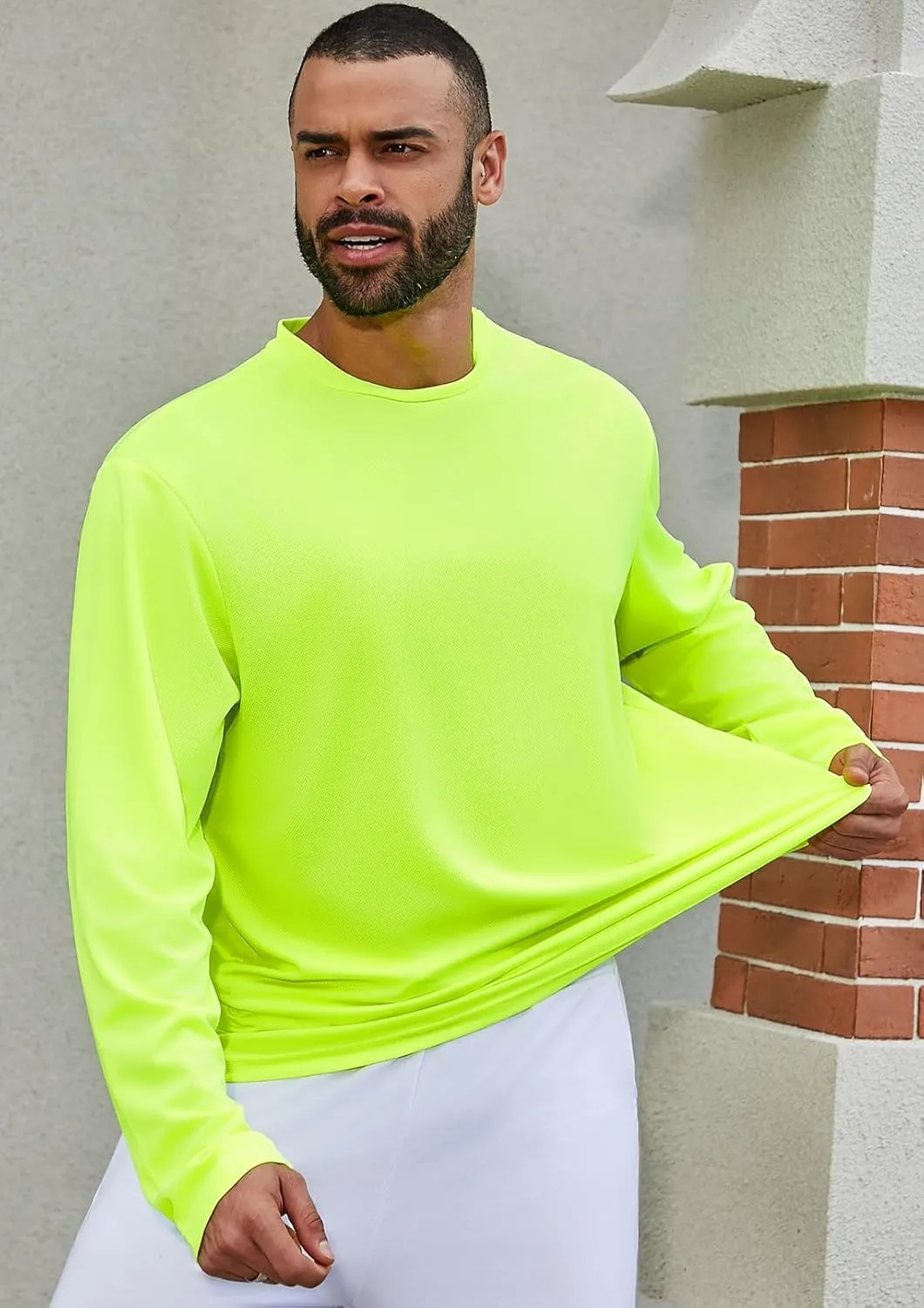 Facitisu Men Long Sleeve T Shirts Pack Quick Dry Athletic Running Activewear Workout Performance Tee Shirts