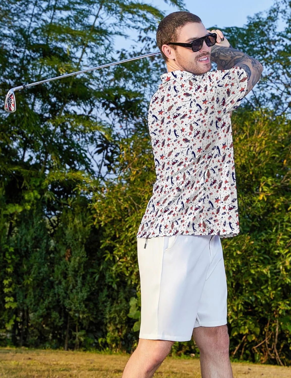 Golf Polo Shirts for Men Funny Short Sleeve Polo Shirts Golf Gifts Quick Dry Moisture Wicking Mens Hawaiian Polos Shirt