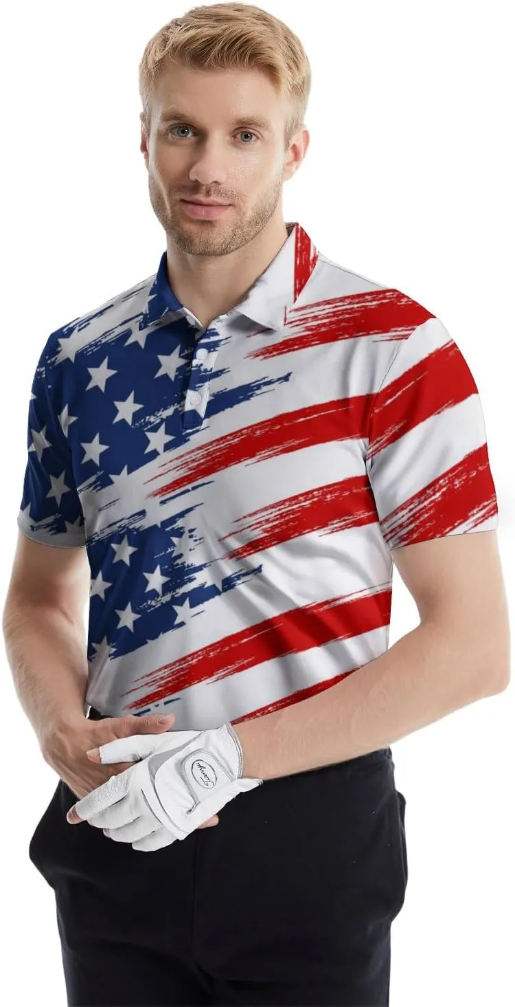 Golf Polo Shirts for Men Funny Short Sleeve Polo Shirts Golf Gifts Quick Dry Moisture Wicking Mens Hawaiian Polos Shirt
