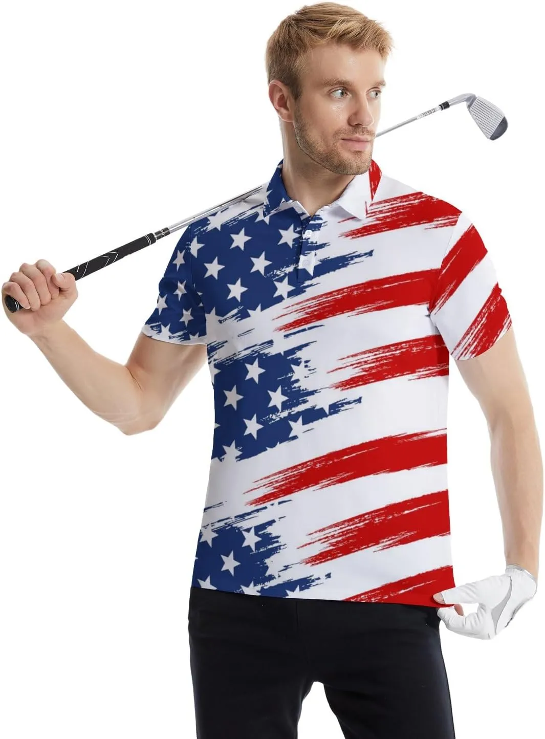 Golf Polo Shirts for Men Funny Short Sleeve Polo Shirts Golf Gifts Quick Dry Moisture Wicking Mens Hawaiian Polos Shirt