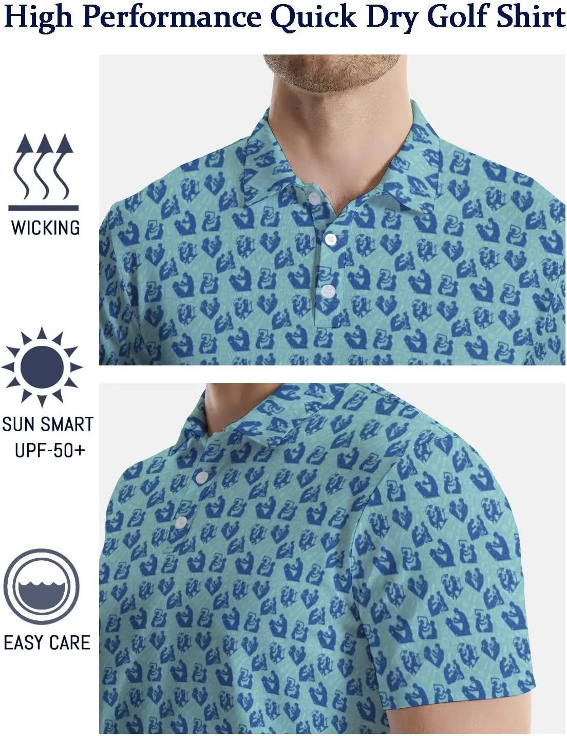 Golf Polo Shirts for Men Funny Short Sleeve Polo Shirts Golf Gifts Quick Dry Moisture Wicking Mens Hawaiian Polos Shirt