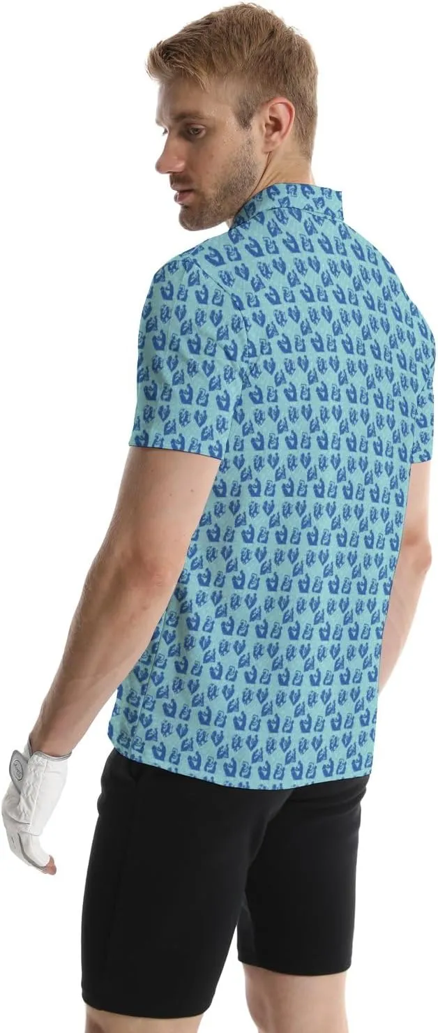 Golf Polo Shirts for Men Funny Short Sleeve Polo Shirts Golf Gifts Quick Dry Moisture Wicking Mens Hawaiian Polos Shirt