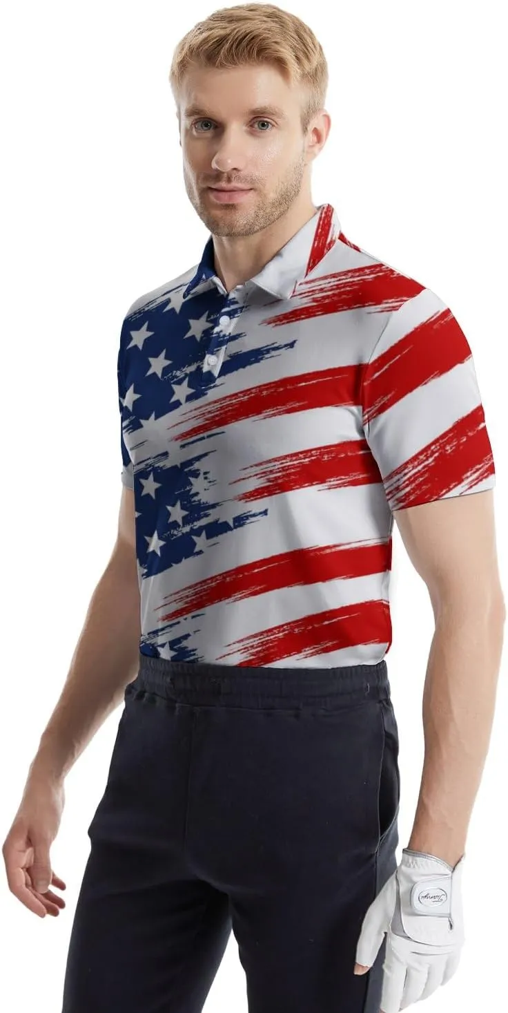 Golf Polo Shirts for Men Funny Short Sleeve Polo Shirts Golf Gifts Quick Dry Moisture Wicking Mens Hawaiian Polos Shirt