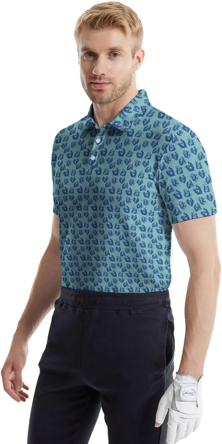Golf Polo Shirts for Men Funny Short Sleeve Polo Shirts Golf Gifts Quick Dry Moisture Wicking Mens Hawaiian Polos Shirt