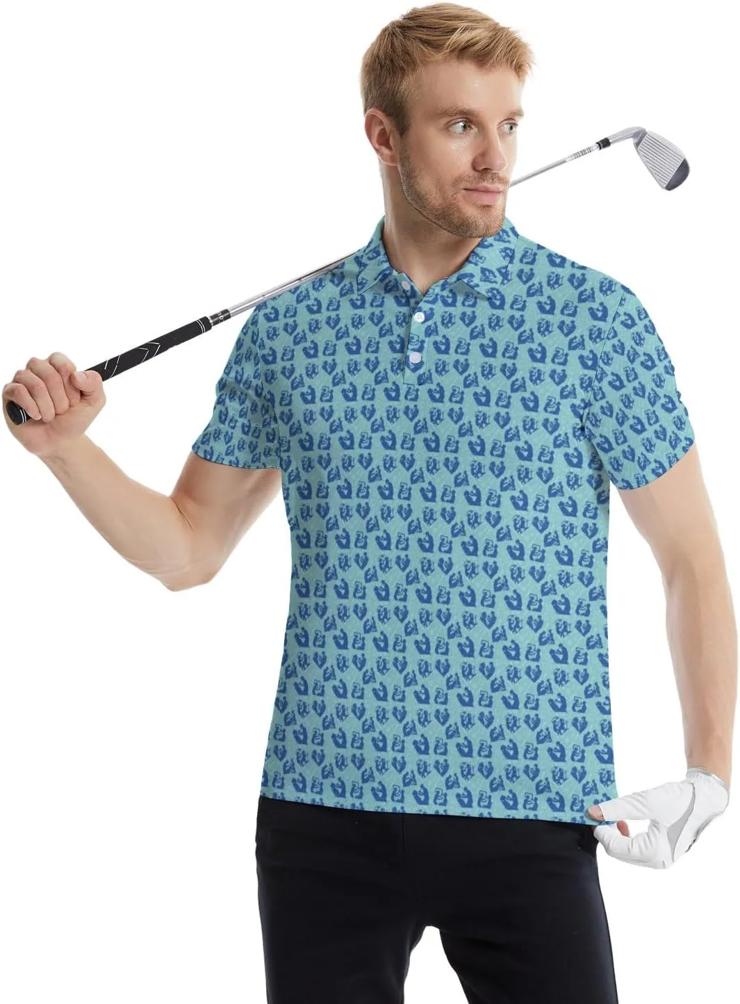 Golf Polo Shirts for Men Funny Short Sleeve Polo Shirts Golf Gifts Quick Dry Moisture Wicking Mens Hawaiian Polos Shirt