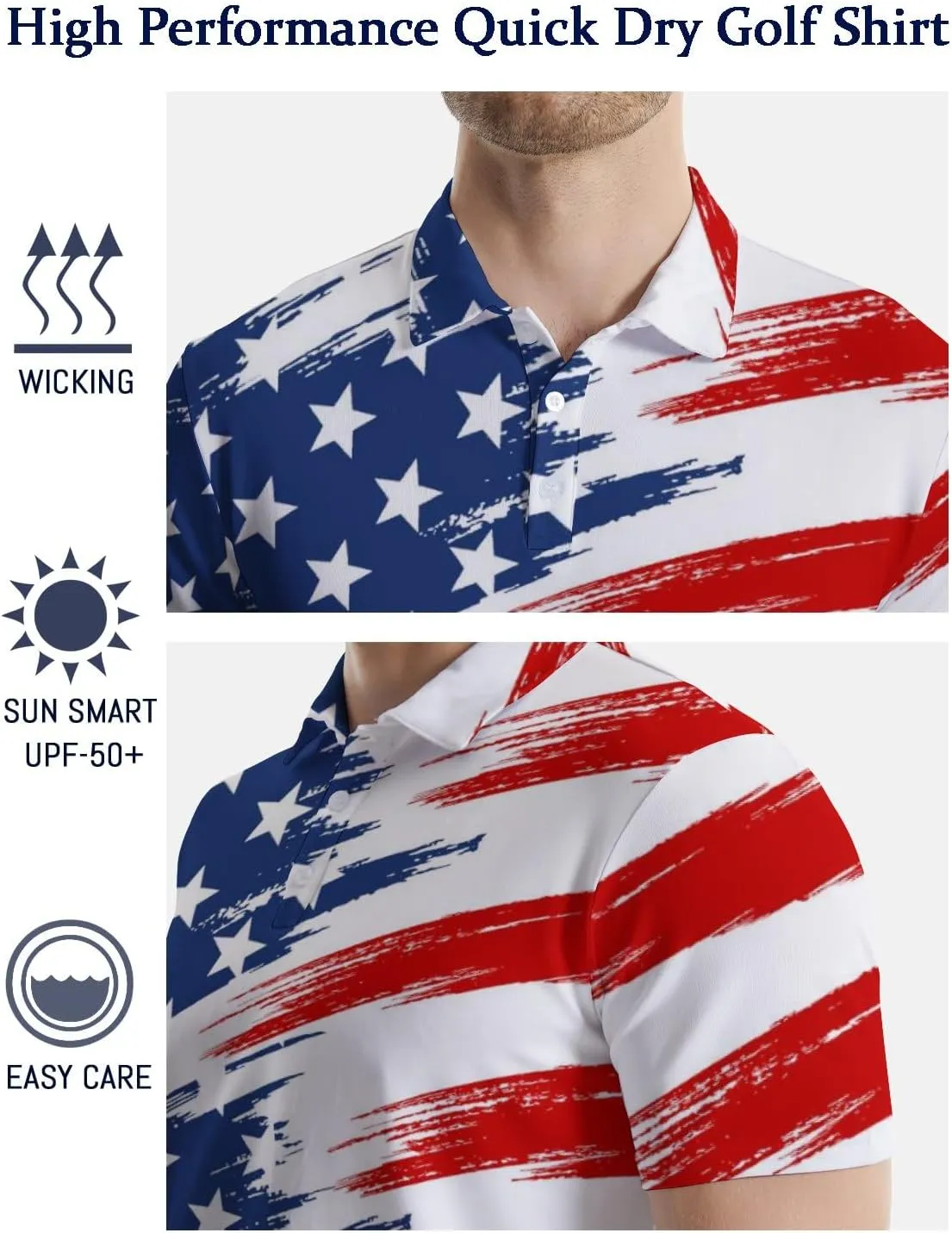 Golf Polo Shirts for Men Funny Short Sleeve Polo Shirts Golf Gifts Quick Dry Moisture Wicking Mens Hawaiian Polos Shirt