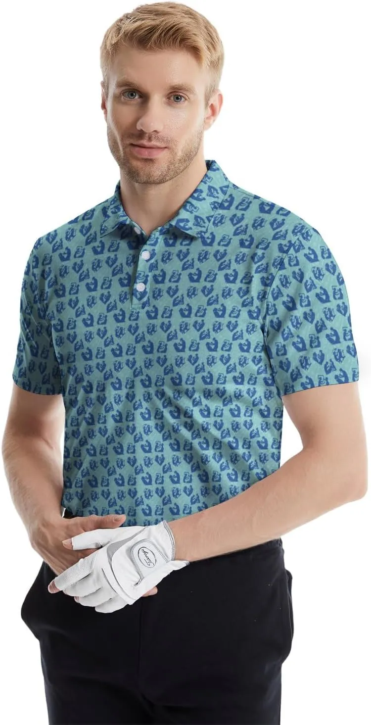 Golf Polo Shirts for Men Funny Short Sleeve Polo Shirts Golf Gifts Quick Dry Moisture Wicking Mens Hawaiian Polos Shirt