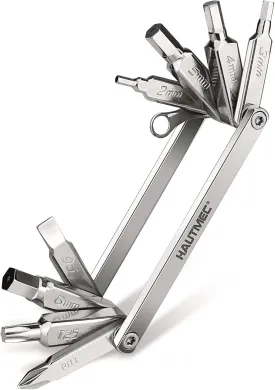 HAUTMEC 9 in 1 Bike Multitool, Mini Bike Repair Tool Kit for Road and Mountain Bikes, Lightweight Stainless Steel Bike Tool With 2/3/4/6mm Inner Hexagon and Phillips Screwdriver Multitool HT0418-BT