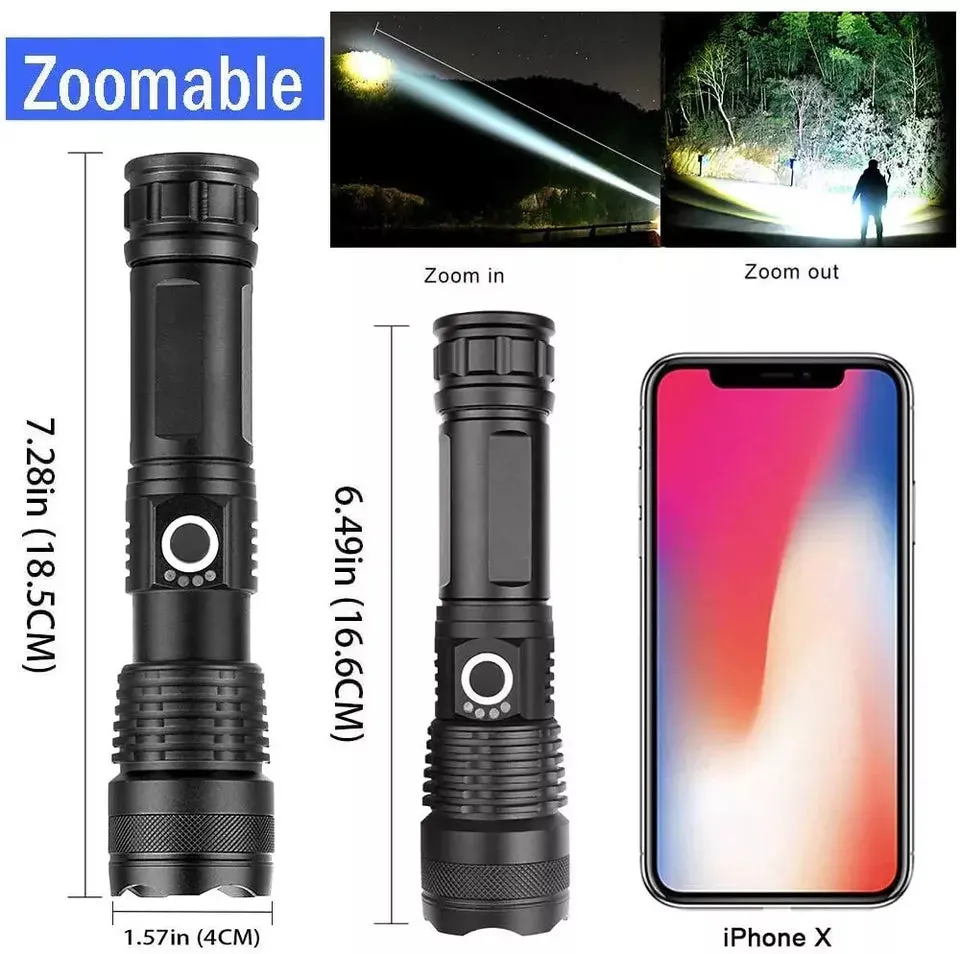 High Powered Super Bright Flashlight LED Rechargeable Torch Lamp