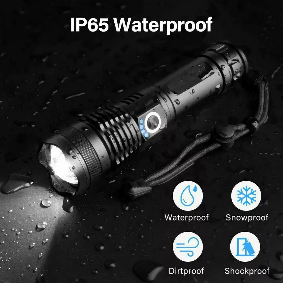 High Powered Super Bright Flashlight LED Rechargeable Torch Lamp