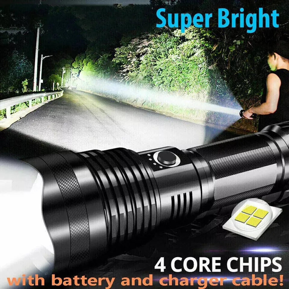 High Powered Super Bright Flashlight LED Rechargeable Torch Lamp