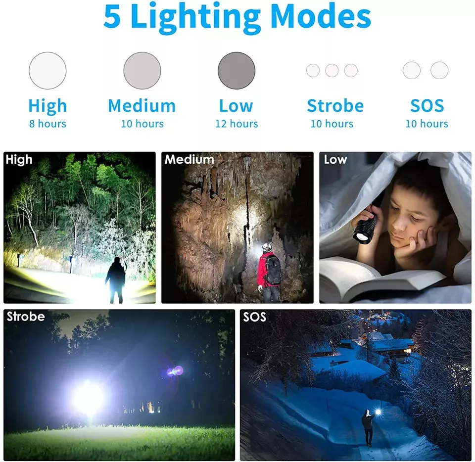High Powered Super Bright Flashlight LED Rechargeable Torch Lamp