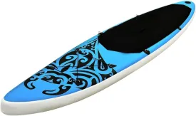 Inflatable Stand Up Paddleboard Set 126"x29.9"x5.9" Blue,Sporting Goods,Outdoor Recreation,Boating & Water Sports,Surfing,Paddleboards,92738