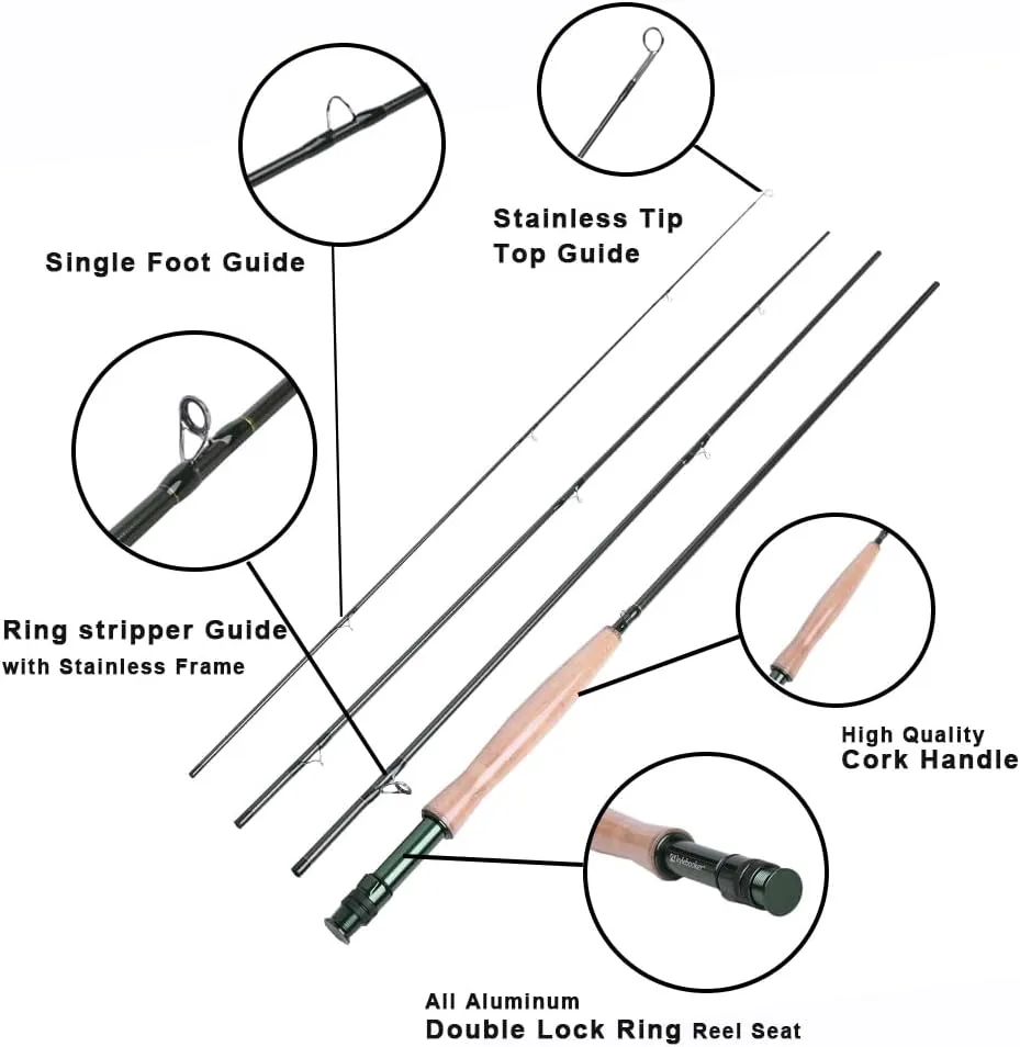 Kylebooker Fly Fishing Combo Kit 3/4/5/6/7/8 Weight Starter Fly Fishing Rod and Reel Kit  with One Travel Case