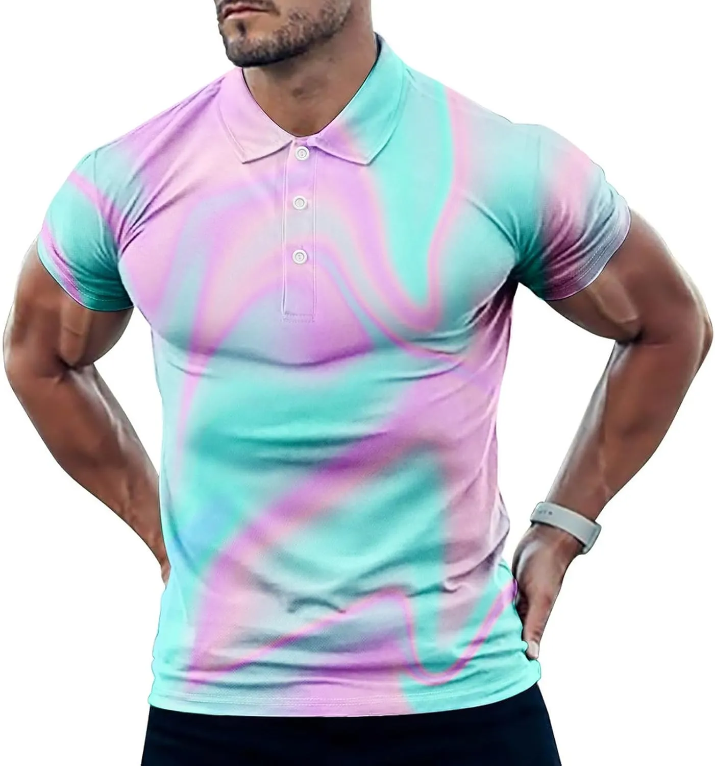 Mens Golf Shirt Dry Fit Casual Short Sleeve
