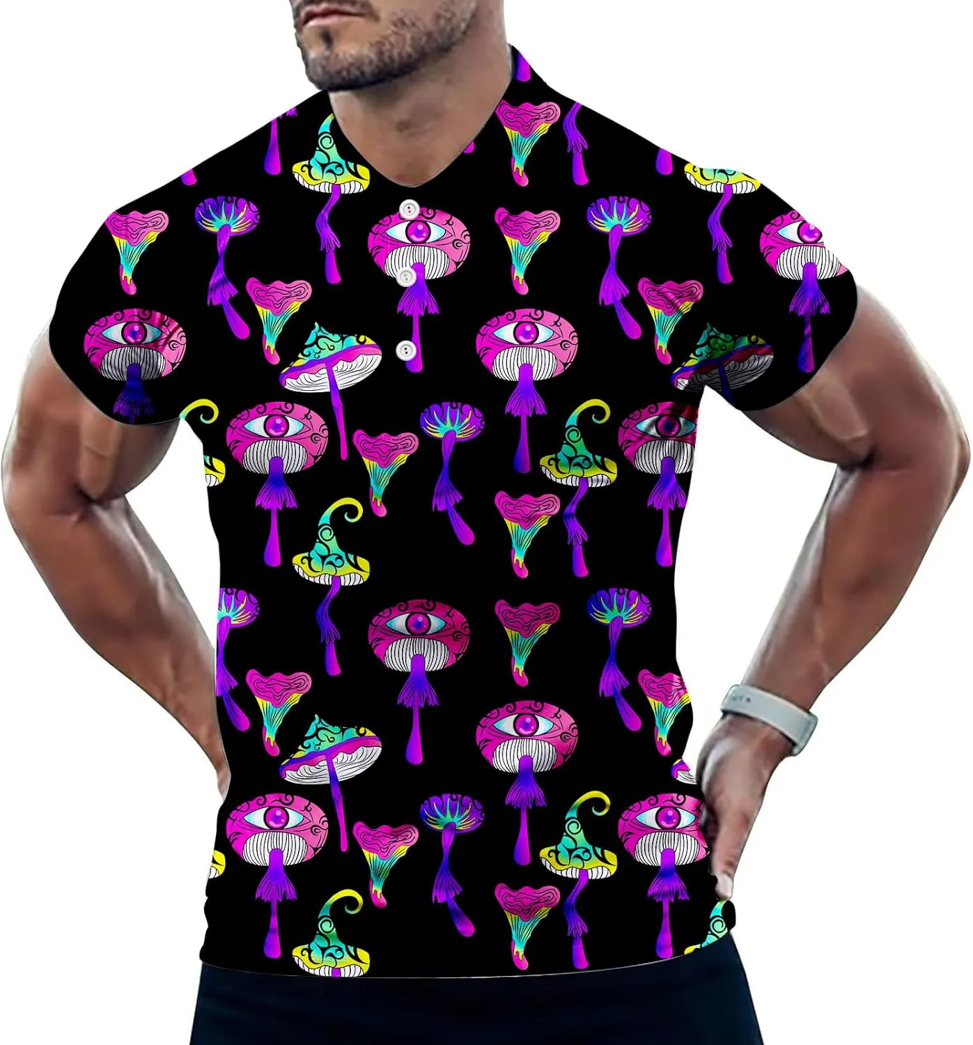Mens Golf Shirt Dry Fit Casual Short Sleeve