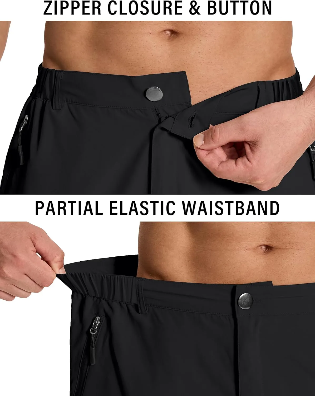 Mens Hiking Cargo Shorts with 6 Zipper Pockets 9" Quick-Dry Lightweight Short for Golf Casual Fishing