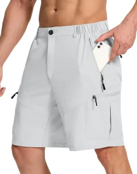 Mens Hiking Cargo Shorts with 6 Zipper Pockets 9" Quick-Dry Lightweight Short for Golf Casual Fishing