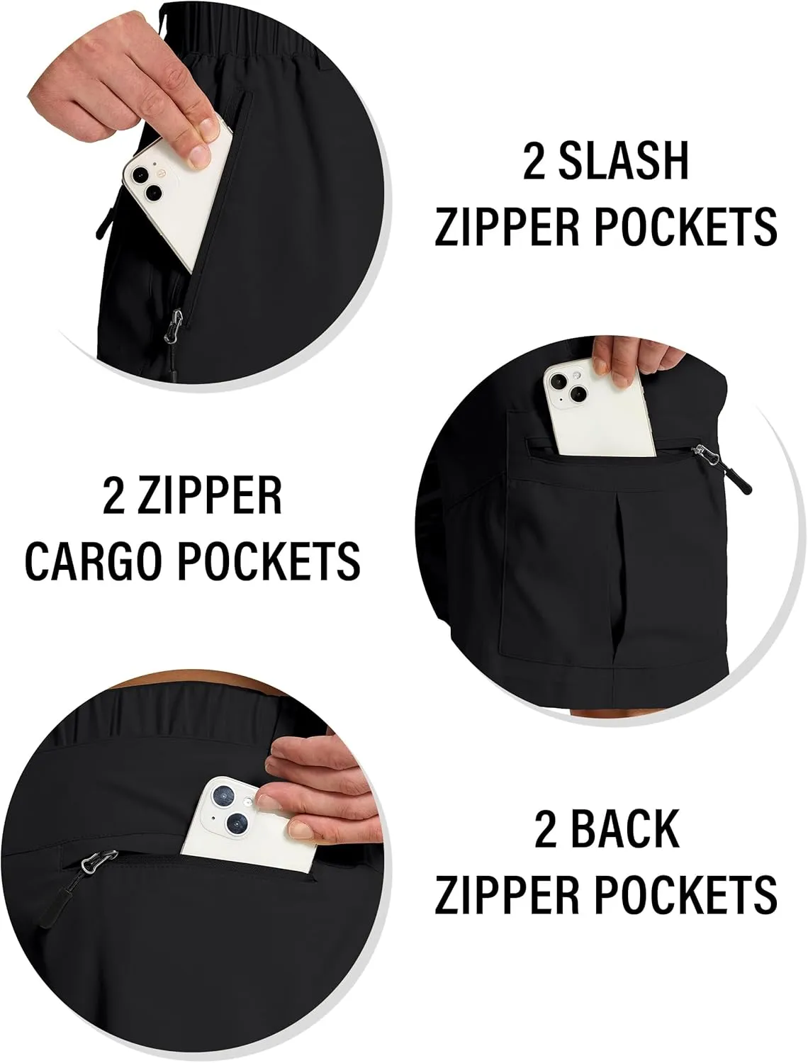 Mens Hiking Cargo Shorts with 6 Zipper Pockets 9" Quick-Dry Lightweight Short for Golf Casual Fishing