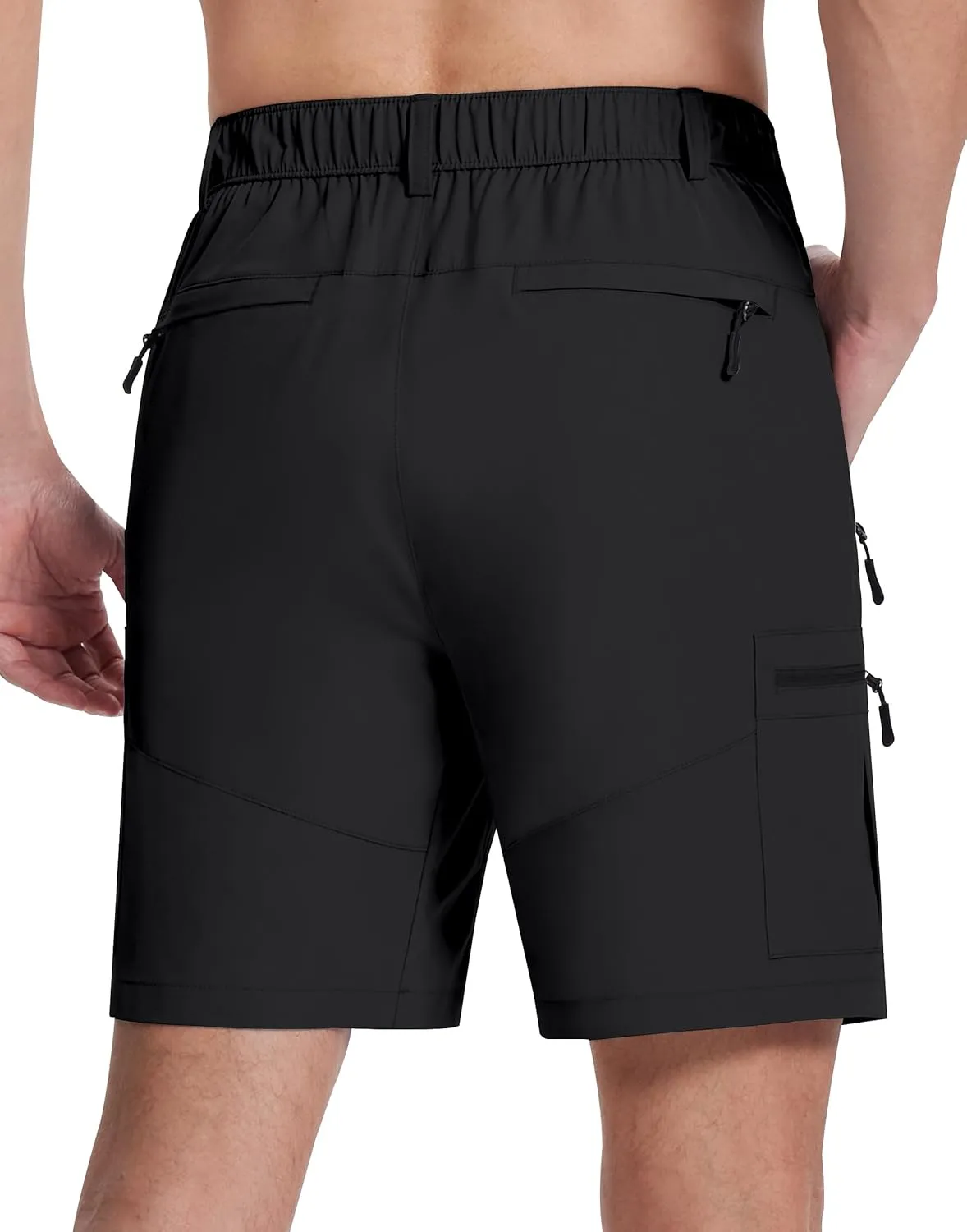 Mens Hiking Cargo Shorts with 6 Zipper Pockets 9" Quick-Dry Lightweight Short for Golf Casual Fishing