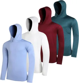 Men's Lightweight Hoodies 4 Pack Long Sleeve Athletic Shirts for Mens Running Workout Swim T-Shirt