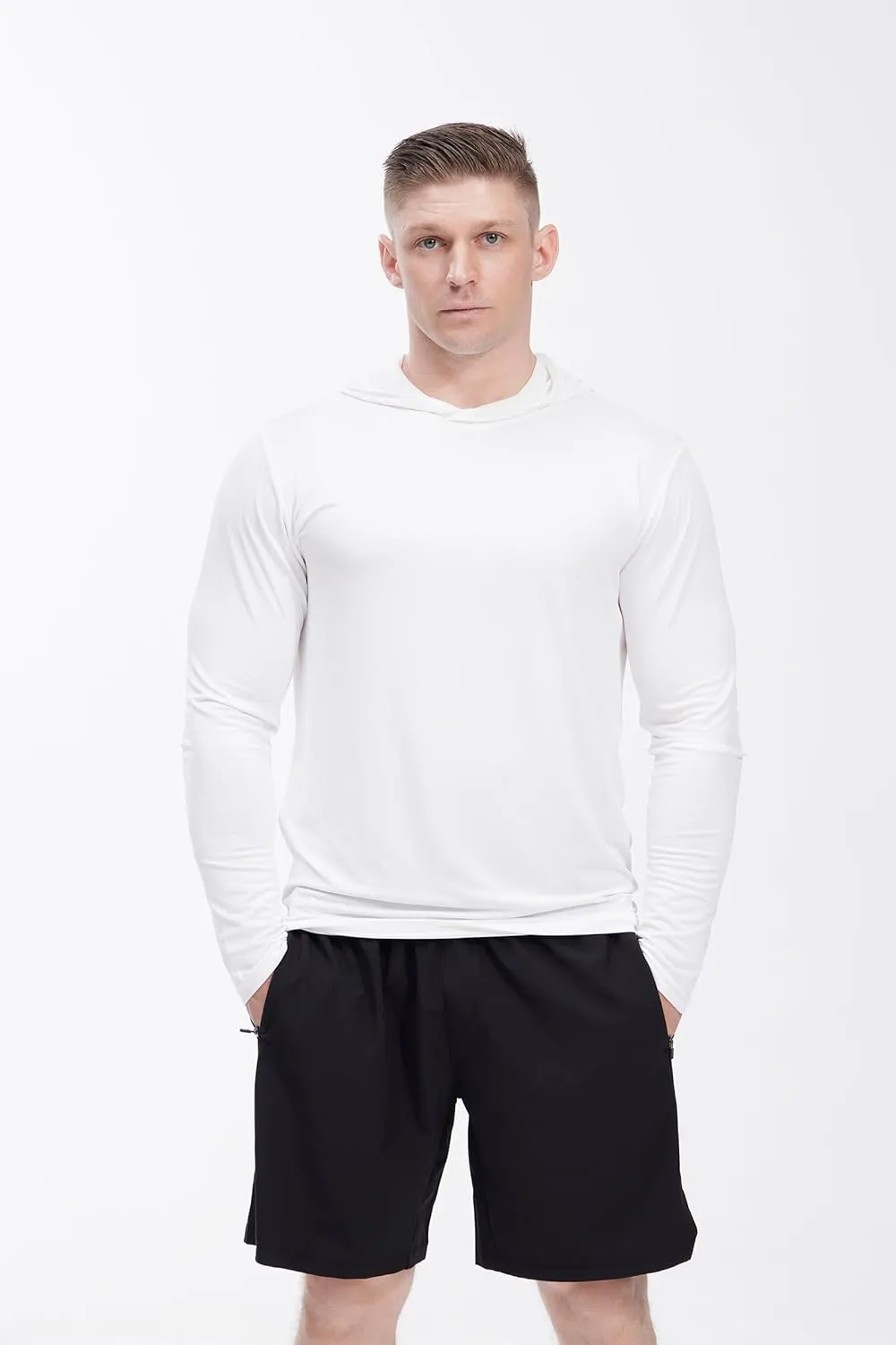 Men's Lightweight Hoodies 4 Pack Long Sleeve Athletic Shirts for Mens Running Workout Swim T-Shirt