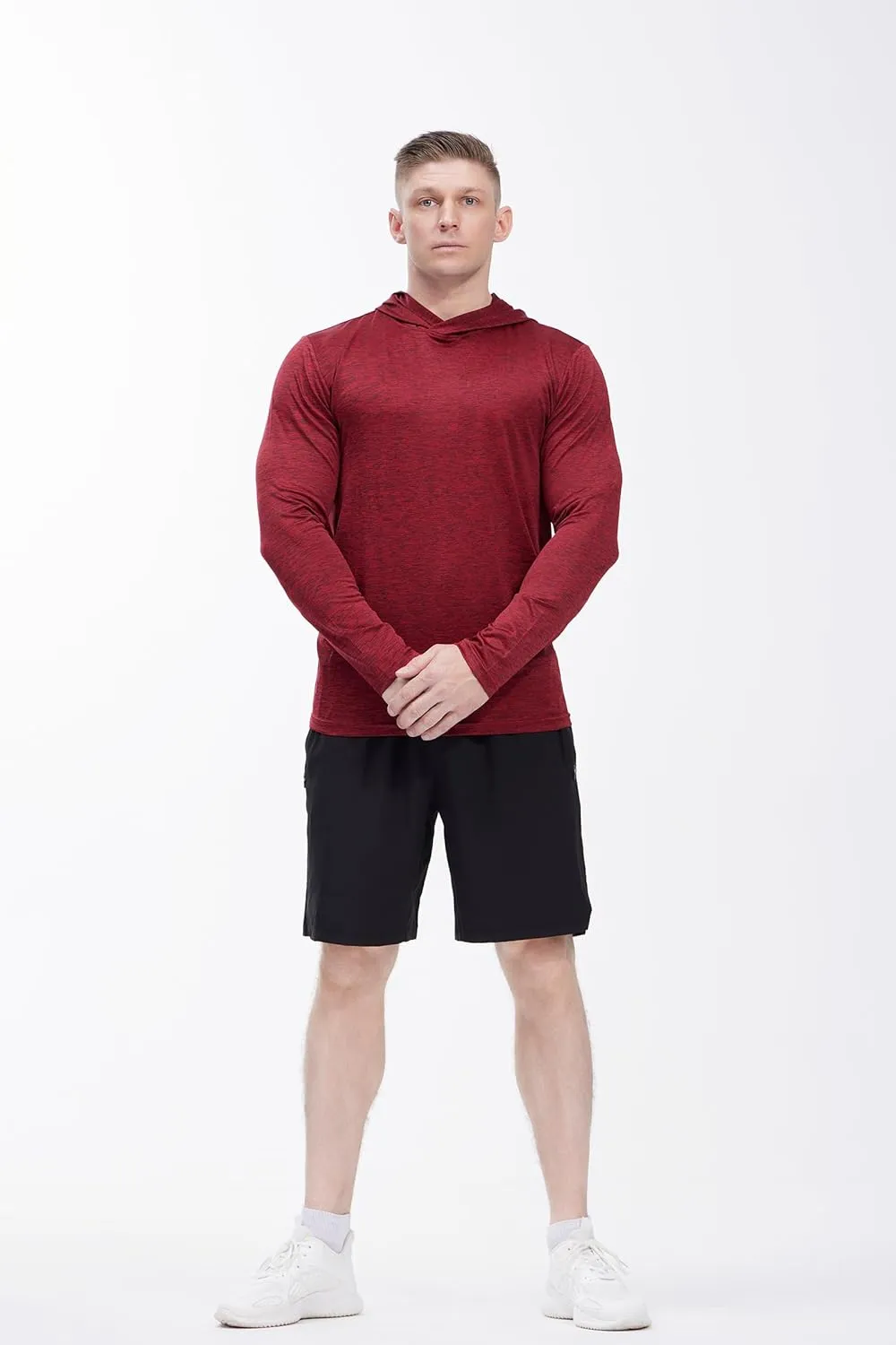Men's Lightweight Hoodies 4 Pack Long Sleeve Athletic Shirts for Mens Running Workout Swim T-Shirt